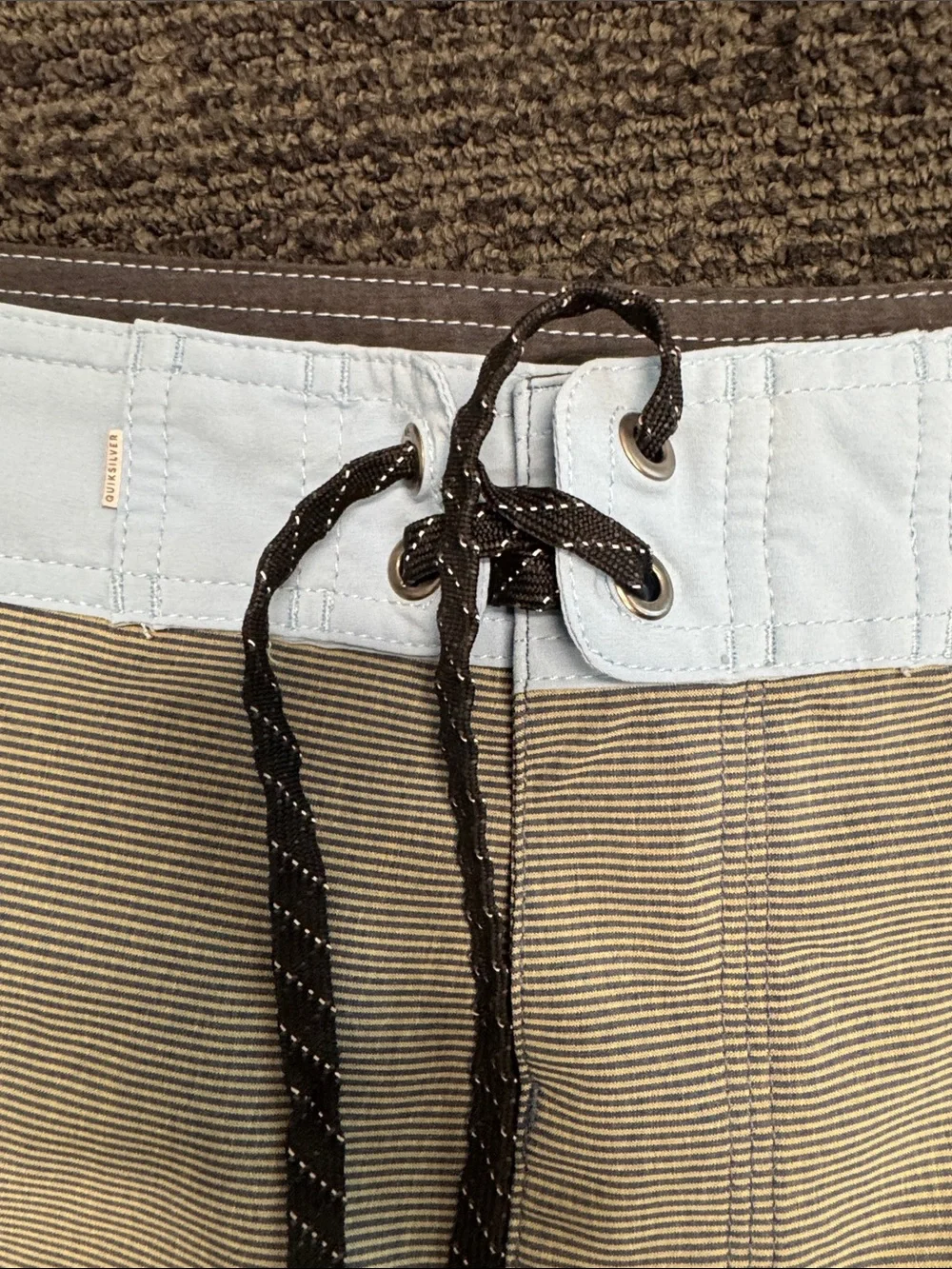 Quiksilver Men's Tan, Gray, Yellow Striped Board Shorts